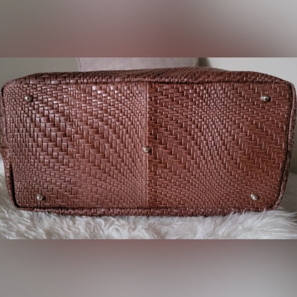 Woven Genuine Leather Tote Bag in Brown - Picture 4 of 12